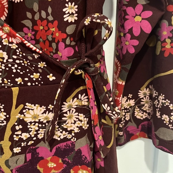 NWOT Spartina wrap dress - ladies XL. Beautiful floral print in dark magenta. - Picture 6 of 11